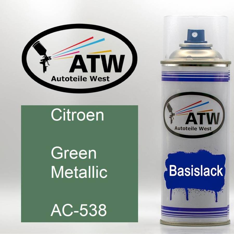 Citroen, Green Metallic, AC-538: 400ml Sprühdose, von ATW Autoteile West.